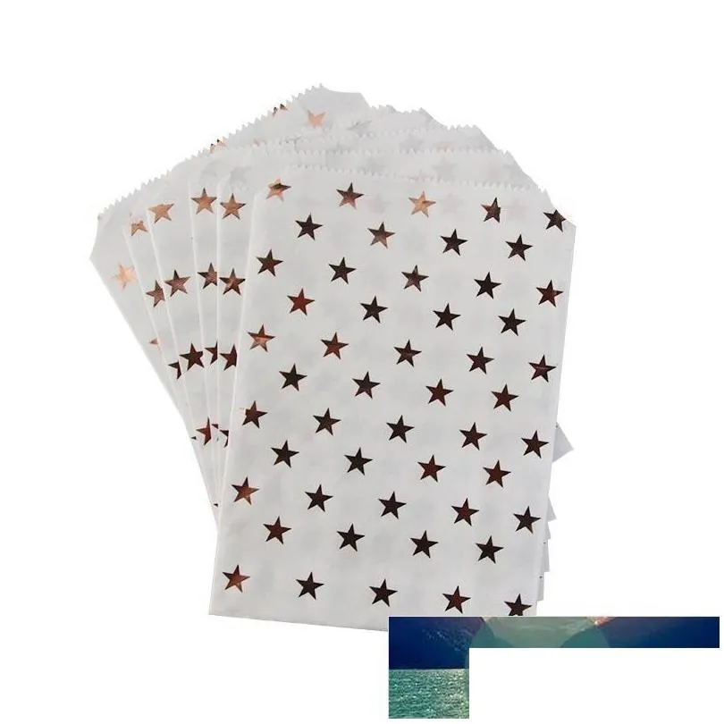 gift wrap meidding 10 pcs rose gold paper bag christmas stripe star dot wedding supplies bags year candy bag1