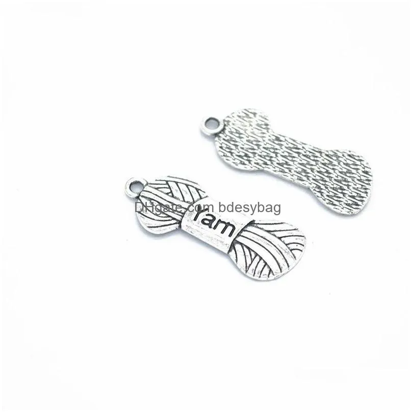 bulk 300 pcs yarn charms sewing pendants antique silver tone antique bronze 31x12mm good for diy craft