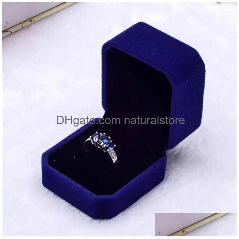 fashion square velvet blue jewelry boxes packaging for pendant necklace rings bracelet bangle wedding engagement gift display case 316