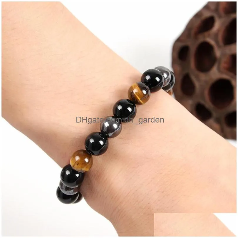 men bracelet bangle natural stone bracelets for women 10mm tiger eye hematite black obsidian stone bracelet dropshipping