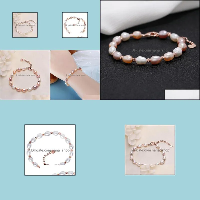 natural freshwater baroque pearl bracelets bangles for women beads jewelry elastic charm bracelet