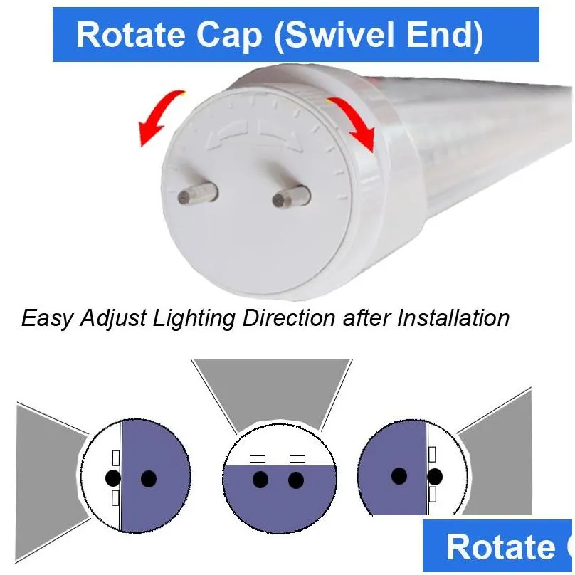 4ft led tubes lights 36w 3600lm high bright t8 light bulbs 6000k daylighs require ballast bypassing double ended power clear cover fluorescent replacement