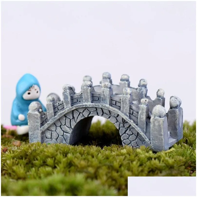 wholesale artificial vintage bridge mini craft miniature fairy garden home decoration houses micro landscaping decor diy accessories