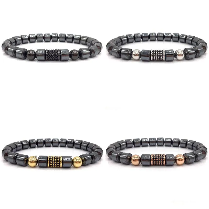 2018 fashion new men bracelet 8mm cylinder hematite bead charm bracelet bangle brand jewelry gift pulsera hombres