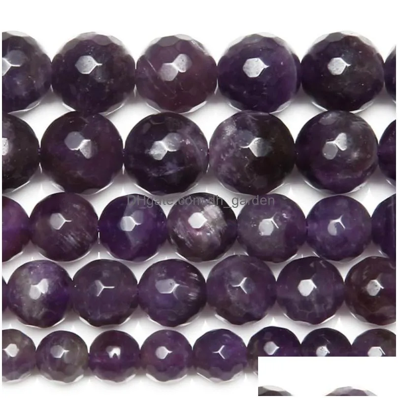 8mm natural stone faceted purple amethysts quartz loose beads 15 strand 4 6 8 10 mm for jewelry making