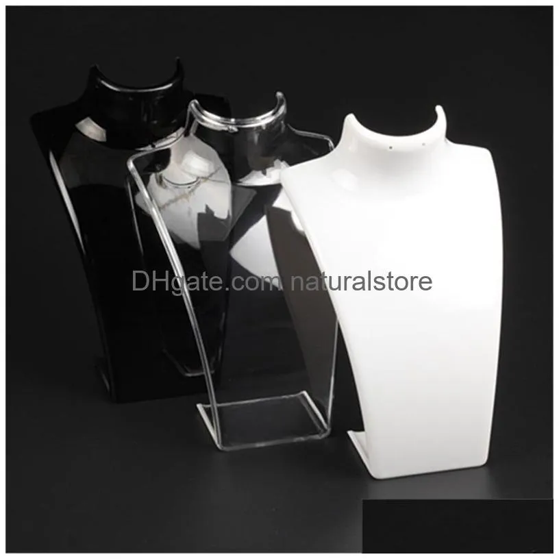 new fashion acrylic jewelry display 20x13.5x7.3cm pendant necklaces model stand holder white clear black color 171 u2