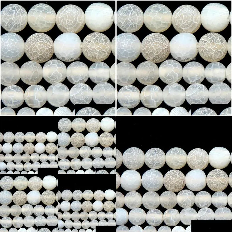 8mm natural stone frost crab white agates round loose beads 4 6 8 10 12mm pick size for jewelry making