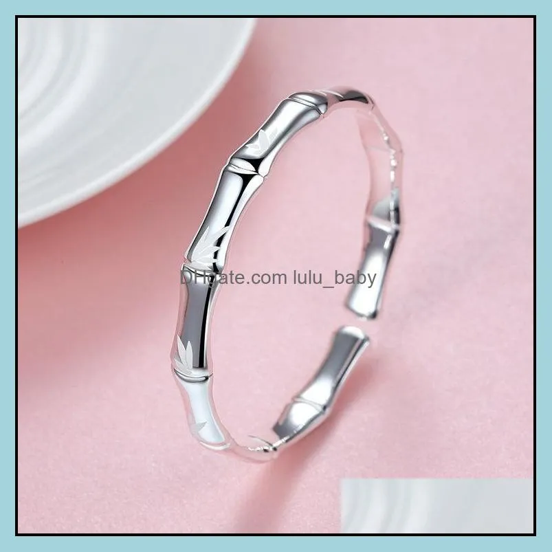 silver bamboo bracelet bangle glossy simple bamboo bracelets bangles exquisite party birthday gift cuff bangle