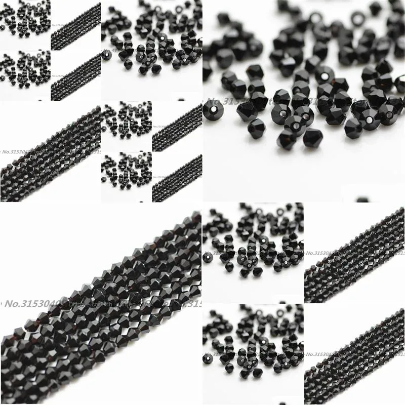 100pcs black color 4mm bicone crystal beads glass beads loose spacer beads diy jewelry making austria
