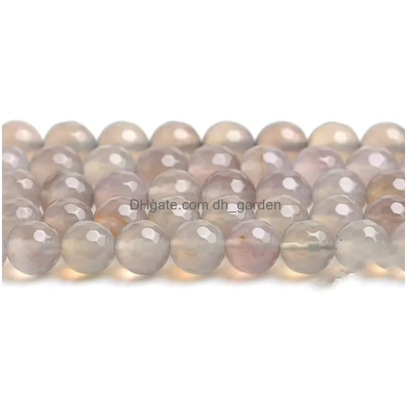 8mm fctory price 12mm 14mm round faceted gray agat beads natural stone beads diy loose beads for jewelry making