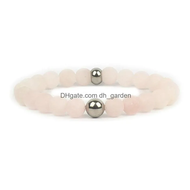 pink bracelet women bracelets men mala beads yoga jewelry matte natural stone chakras bead pulseira feminina lovers gifts