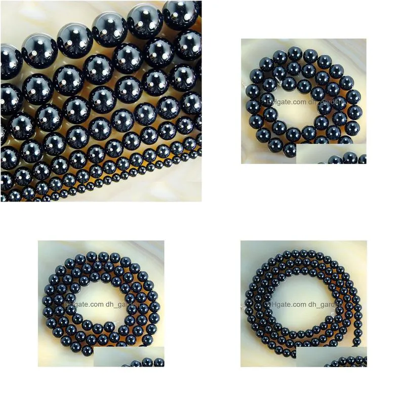 8mm wholesale natural stone beads smooth round black agates onyx loose beads for jewelry making pick size 4 6 8 10 12 14 mm