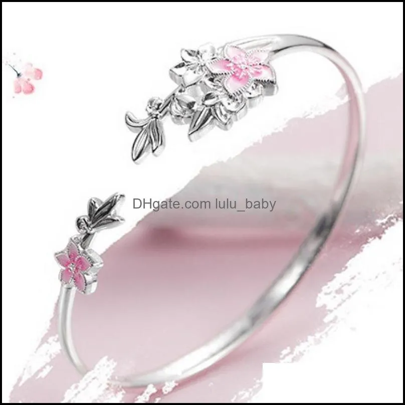 fashion silver bracelet bangle woman cuff bracelet flower lucky bangle retro bridesmaid jewelry charm cuff bangles