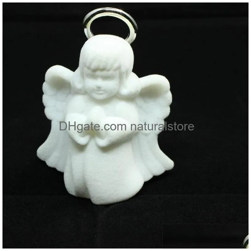 flocking angel jewelry boxes necklace jewellery white display packing casket fashion exquisite men women christmas gift 3 7nh q2