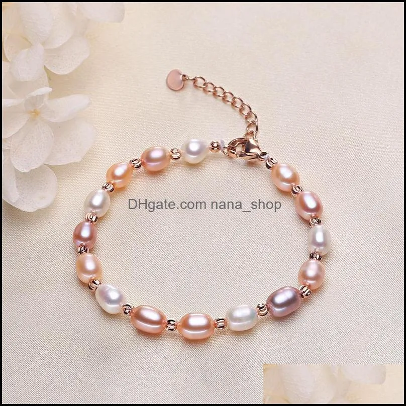 natural freshwater baroque pearl bracelets bangles for women beads jewelry elastic charm bracelet