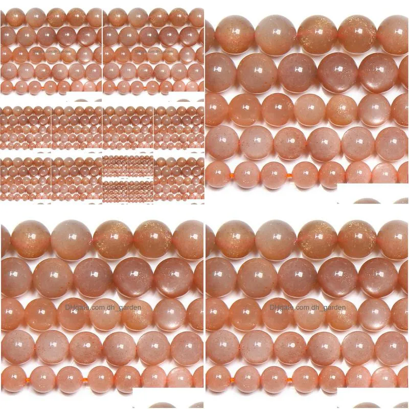 8mm natural peach sunstone round loose beads 15 strand 6 8 10mm pick size for jewelry making