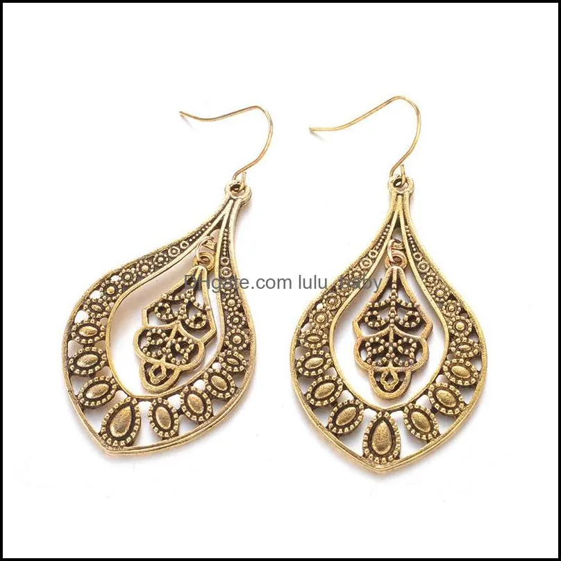 peacock tail carving drop earrings for women ethnic alloy piercing dangle earrings jewelry pendient