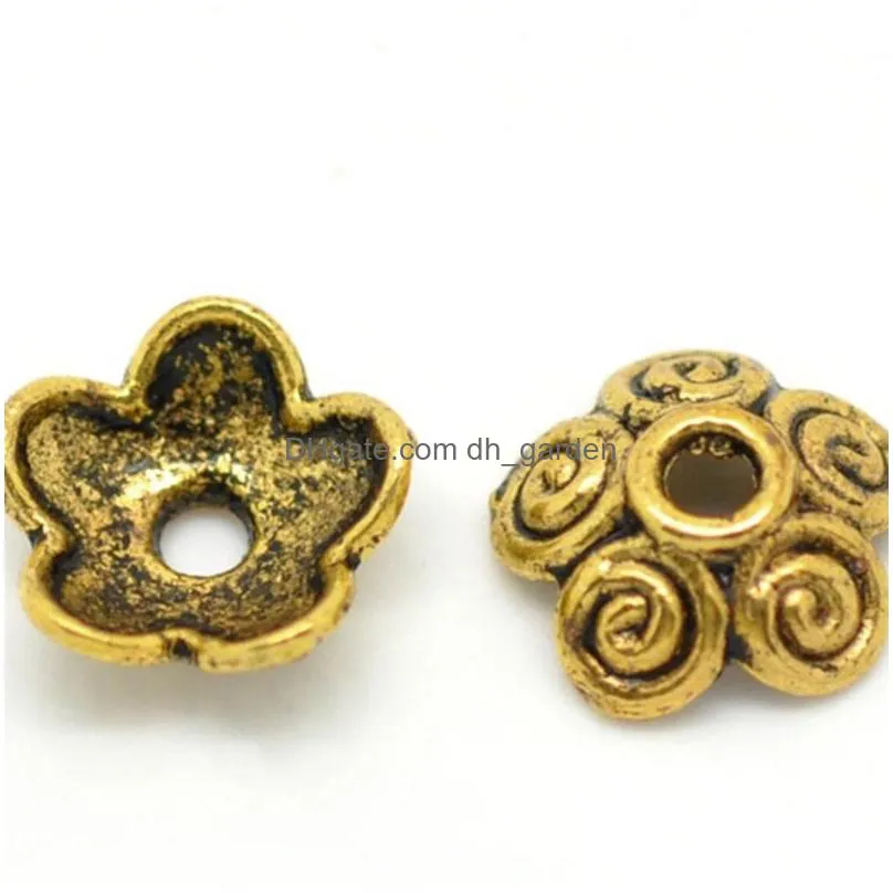 100pcs ancient gold tone flower bead caps bracelet necklace diy jewelry findings fit beads jewelry accessories 10x4mm