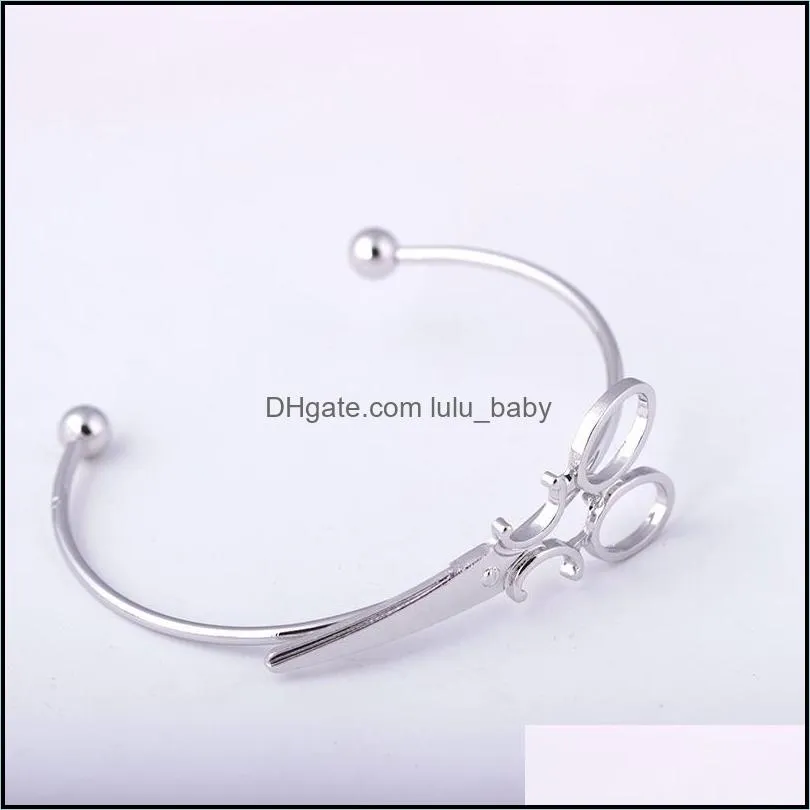 scissors bracelet bangle for women hollow shears bracelets bangles adjustable bracelets hip hop party gifts gold silver plated cuff