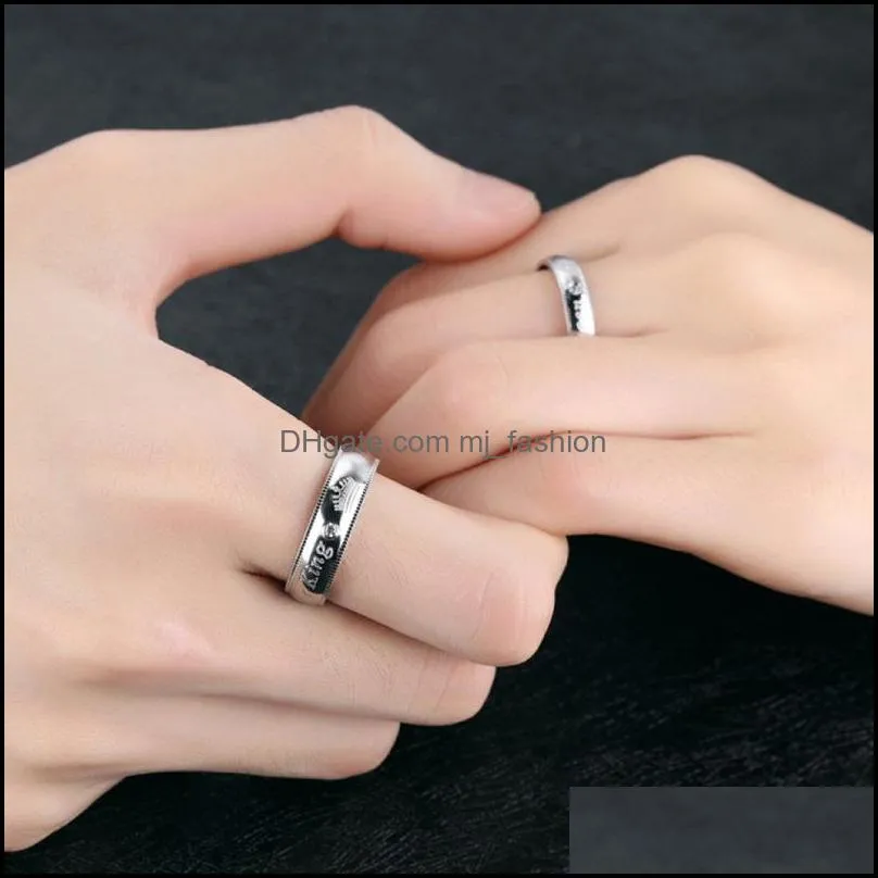 couple rings her king and his queen zircon wedding rings for women men jewelry lover gift 925 silver ring