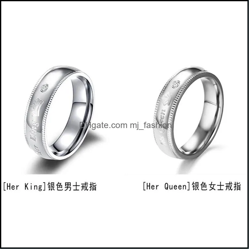 couple rings her king and his queen zircon wedding rings for women men jewelry lover gift 925 silver ring