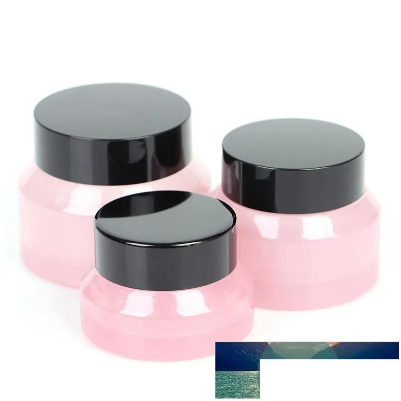 storage bottles jars 1pcs 15g/30g/50g empty amber green glass refillable travel face cream lotion vials cosmetic containers makeup jar