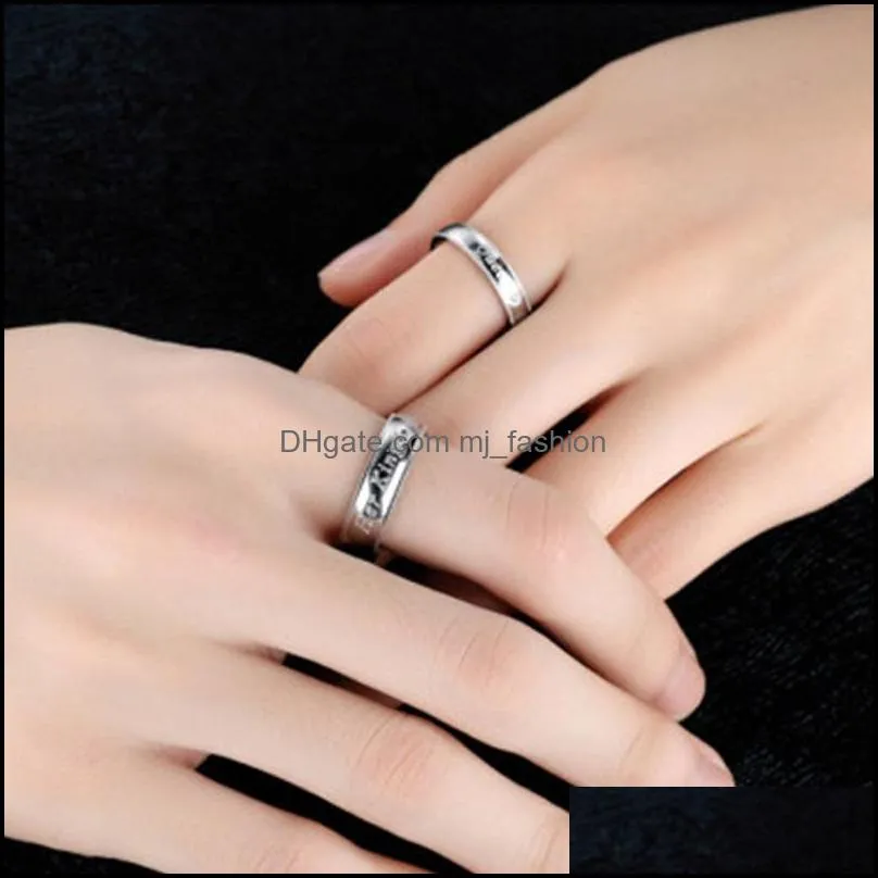 couple rings her king and his queen zircon wedding rings for women men jewelry lover gift 925 silver ring