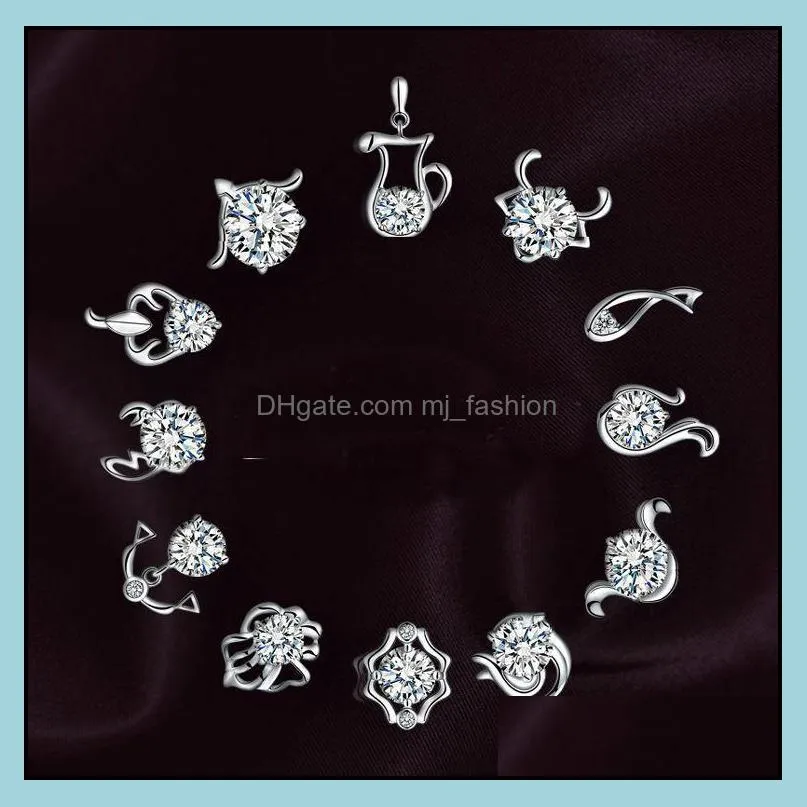 earrings beautifully genuine sterling silver earrings highgrade zircon jewelry wholesale ear sign stud earring