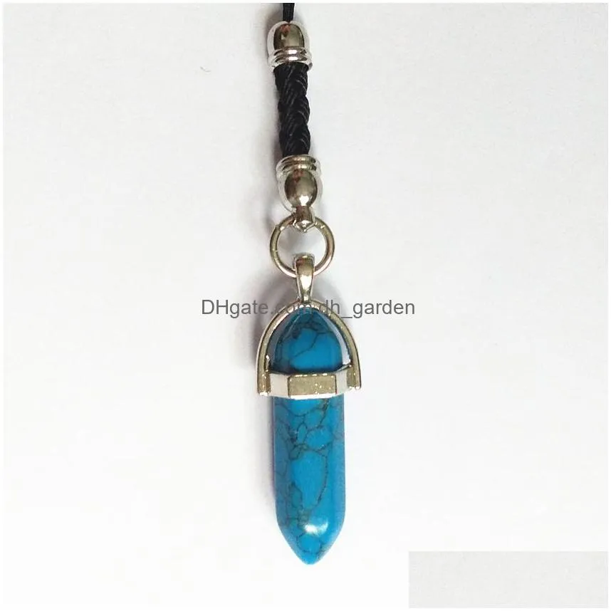 1 piece six prism series mini keychain fashion natural stone pendant small key chain