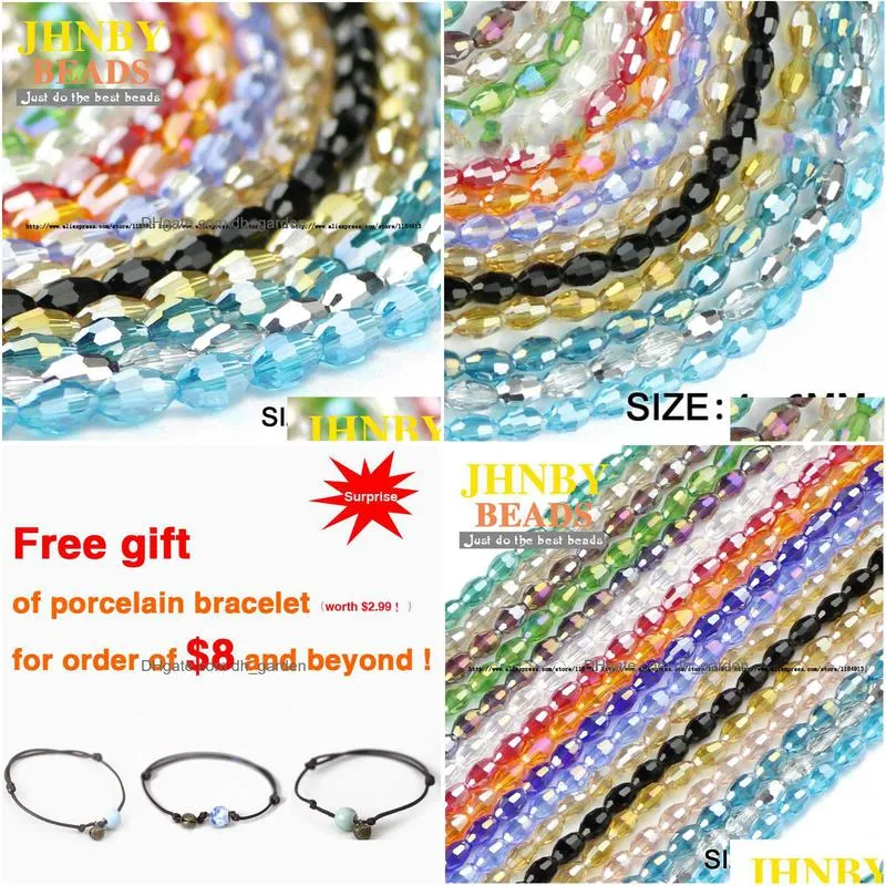 rice grains austrian crystal beads 100pcs high quality 4x6mm oval shape loose beads handmade jewelry bracelet making diy