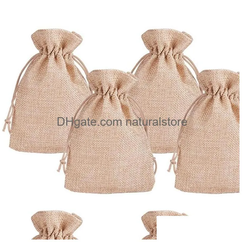 7x9cm 9x12cm 10x15cm 13x18cm original color mini pouch jute bag linen hemp jewelry gift pouch drawstring bags for wedding favors 307