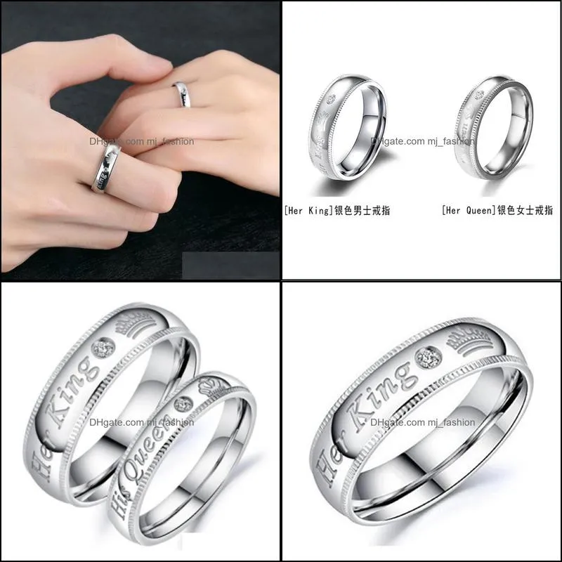 couple rings her king and his queen zircon wedding rings for women men jewelry lover gift 925 silver ring