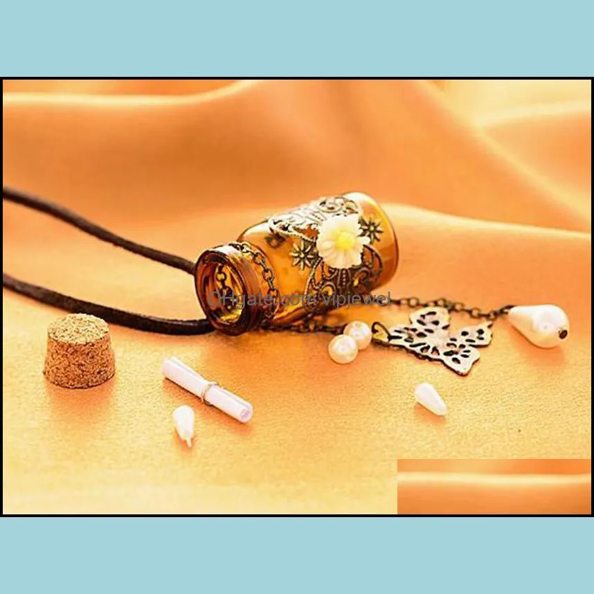 pretty necklaces pendants long retro chains necklaces wooden cork carved wishing bottle necklace
