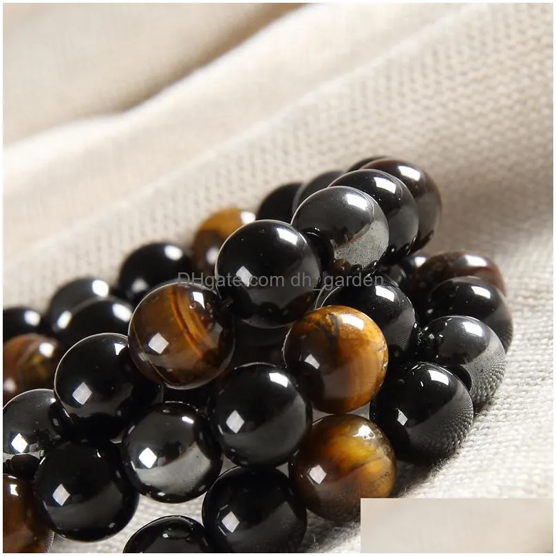 tiger eye hematite black obsidian stone bead bracelet vintage charm round chain beads bracelets jewelry for women