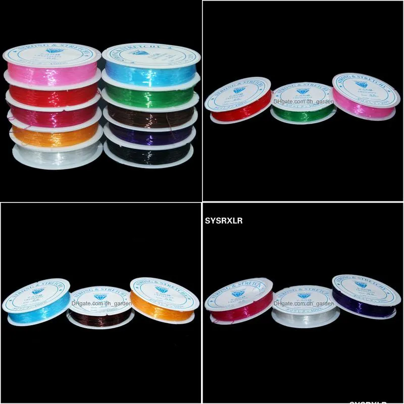 wholesale 10 colorful 12 m rubber elastic thread 0.6 0.8 1mm crystal string beads line beaded beading wire diy beads for jewelry