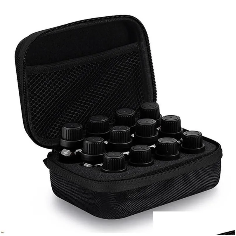 newest 12 compartment essential oil storage bag for 5ml 10ml 15ml bottles essential oil case carrying holder