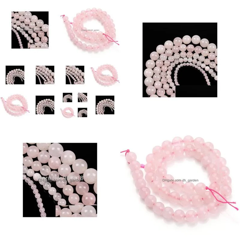 8mm fashion round natural gem stones rose pink quartz loose beads 4 6 8 10 12 mm spacer beads for diy bracelet jewelry making