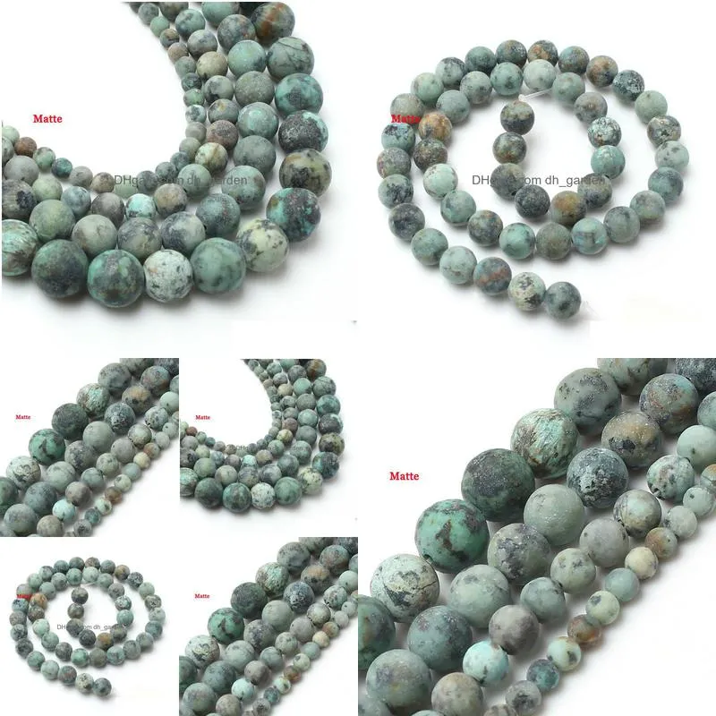 8mm 15inches natural stone beads dull polish matte african stone round loose beads for jewelry making 4/6/8/10mm