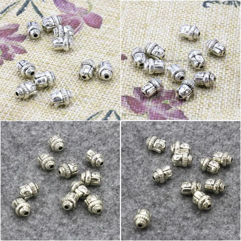 10pcs hot copper buddha head shaped lucky diy loose beads finding accessories parts crafts jewelry making design 7x10mm