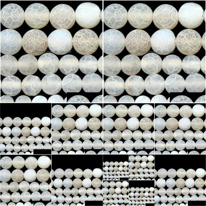 8mm natural stone frost crab white agates round loose beads 4 6 8 10 12mm pick size for jewelry making