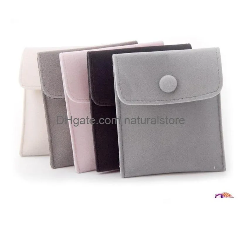 jewelry gift packaging envelope pouch with snap dust proof jewellery storage bags made of long hair velvet with assorted colours 1108