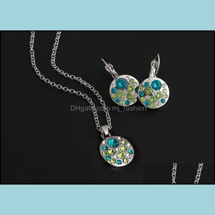 crystal jewelry set for women round necklaces earrings jewelry sets parure bijoux femme engagement wedding party jewelry set