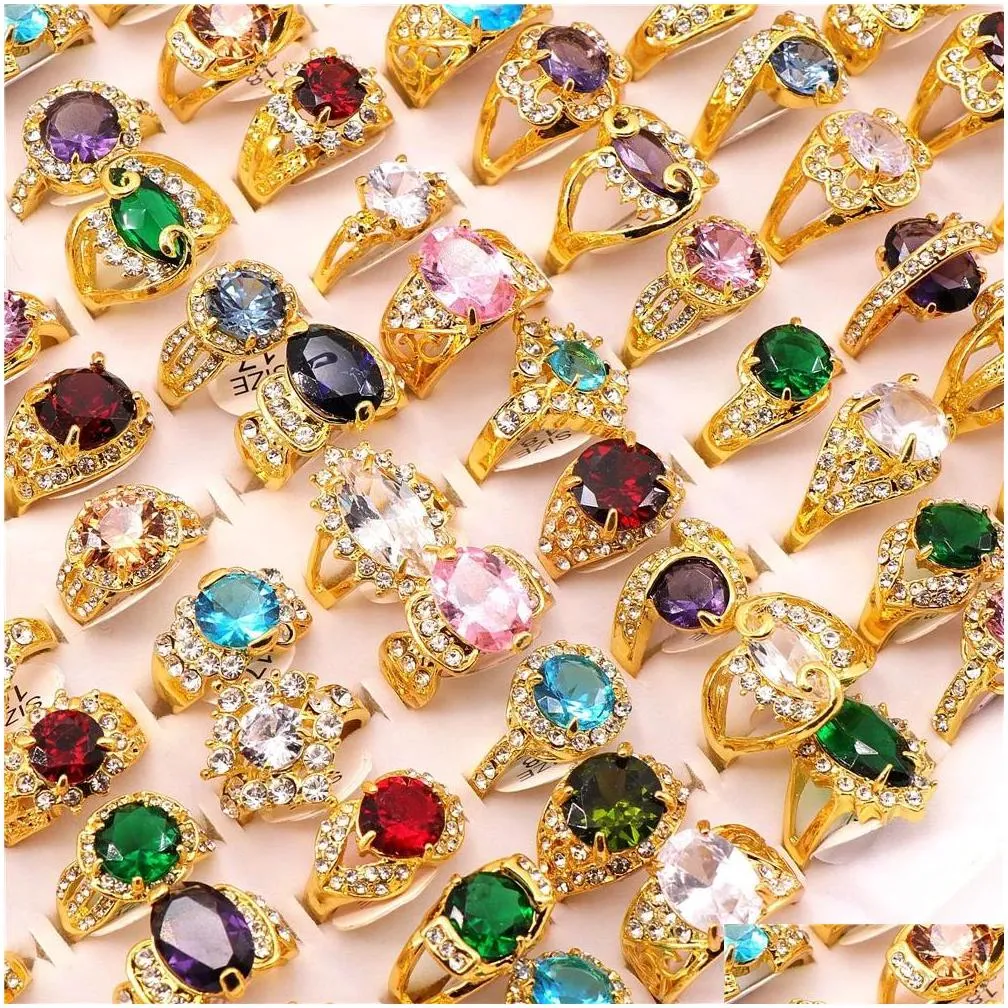 womens fashion rhinestone big zircon gold silver plated rings for party wedding ring