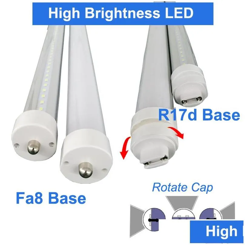 8ft 144w fa8 r17d led tube light 8 foot led bulbs shop lights to replace t8 fluorescent lighting bulb 100v 277v input 1 4400lm cold white 6000 k