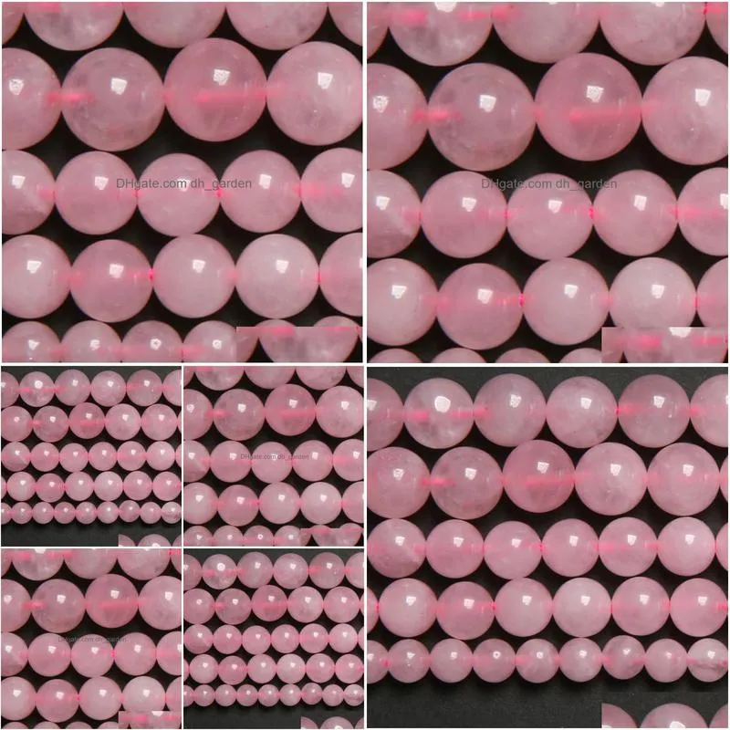 8mm rose pink quartz crystals loose beads stone 15 strand 3 4 6 8 10 12 mm pick size for jewelry making