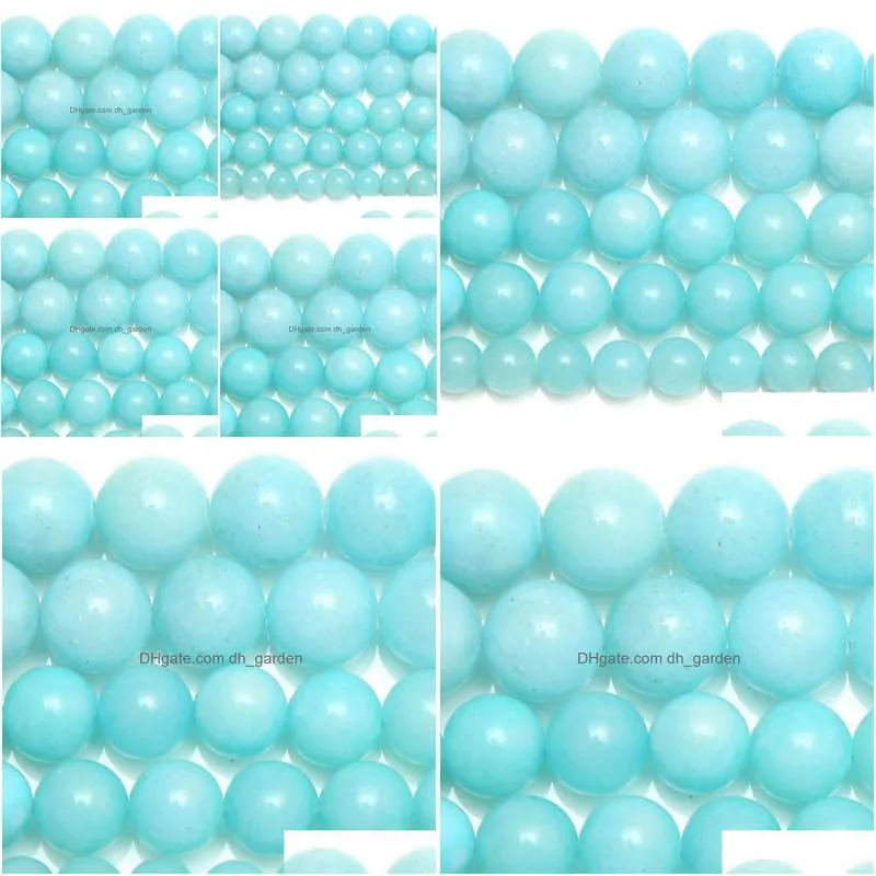 8mm natural stone aqua amazonite round loose beads 15 strand 6 8 10 mm pick size for jewelry making