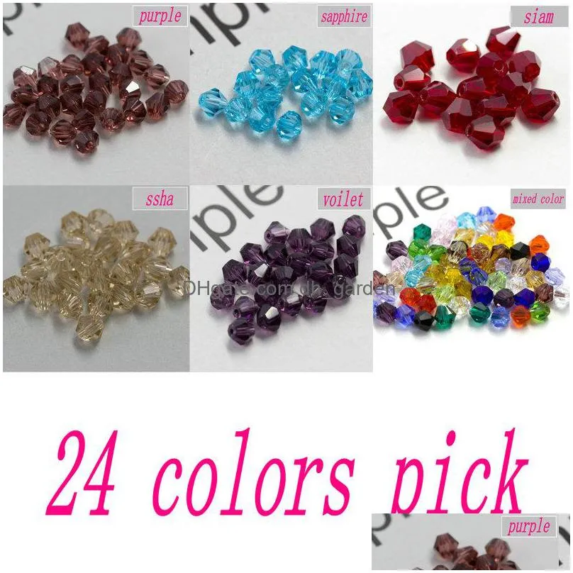100pcs colorful 4mm bicone crystal beads glass beads loose spacer beads bracelet jewelry making accessories