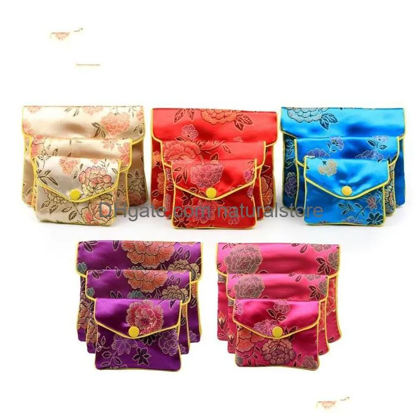 silk satin pouch bag snap button brocade embroidery flower jewelry gift bags coin purse gift storage 1 68xy m2