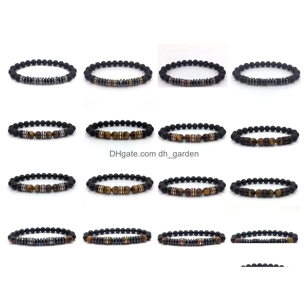 2018 brand new fashion pave cz men bracelet 8mm stone beads with hematite bead diy charm bracelet for men jewelry gift