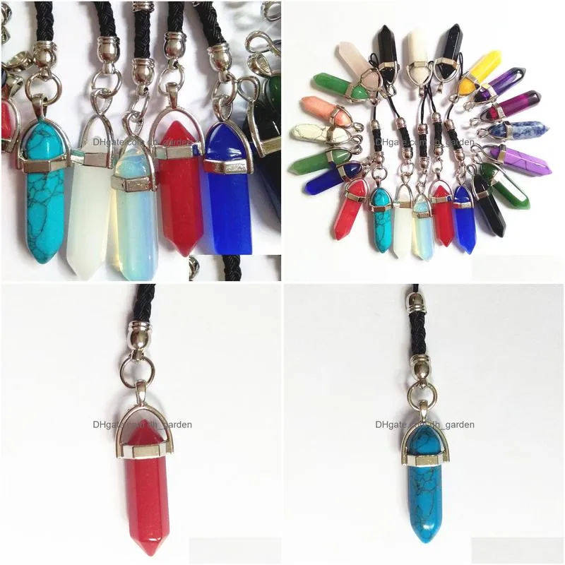 1 piece six prism series mini keychain fashion natural stone pendant small key chain